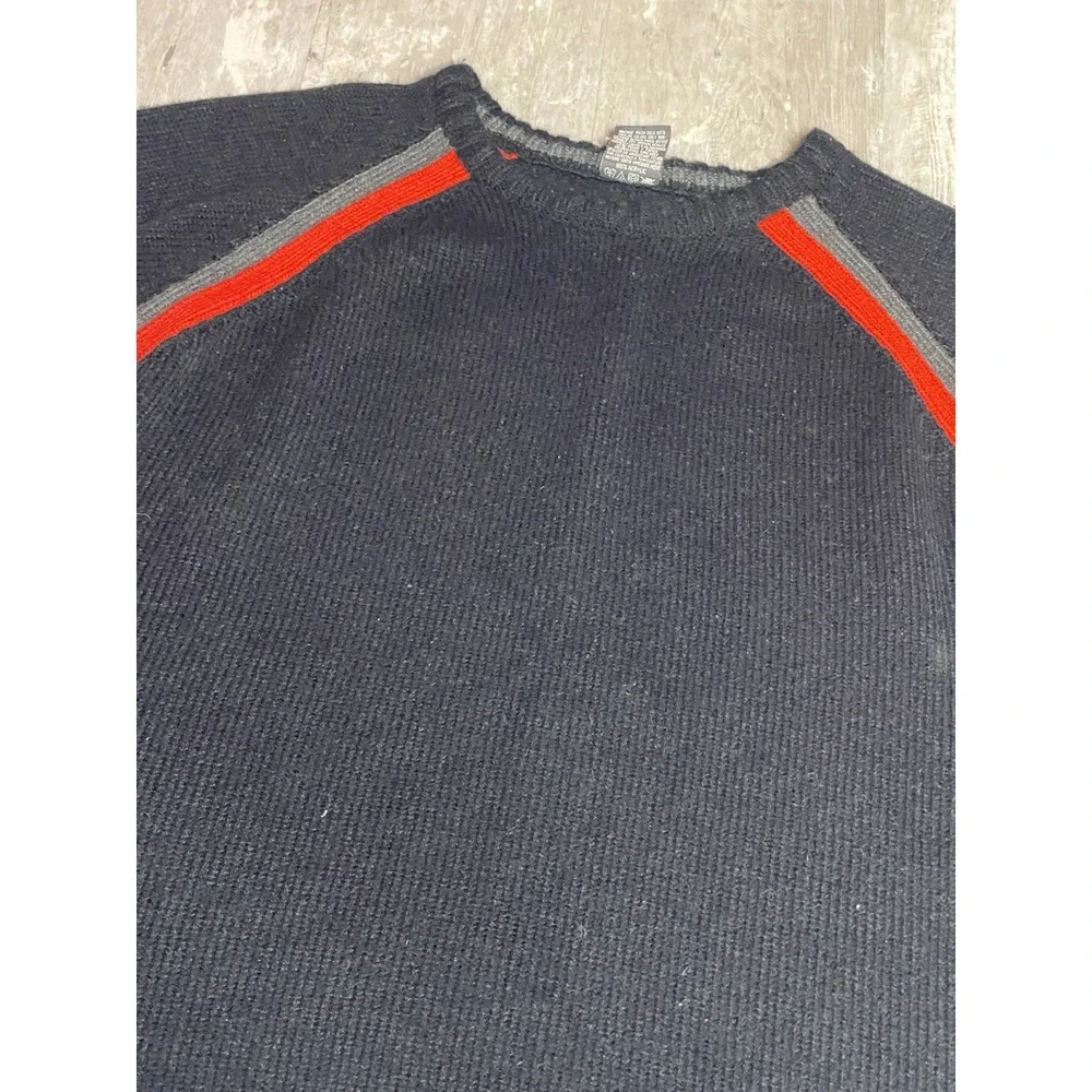 Y2K Vintage Ferruche Sweater Ribbed Raver Cyber Mall Black Men's XXL D0102‎